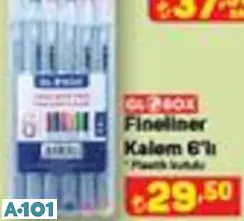 GLOBOX FİNELİNER KALEM 6'LI PLASTİK KUTULU